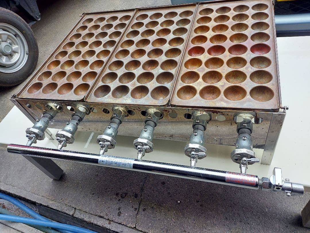 イベント即戦力❗たこ焼き器 銅板32穴×３面45ミリ大玉　LPガス
