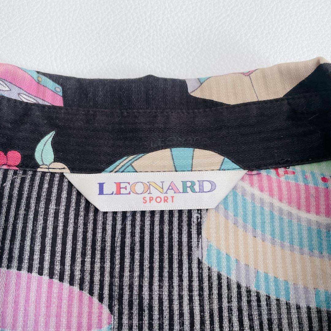 美品✨ LEONARD レオナール 長袖シャツ 総柄　日本製　サイズ40 黒　花