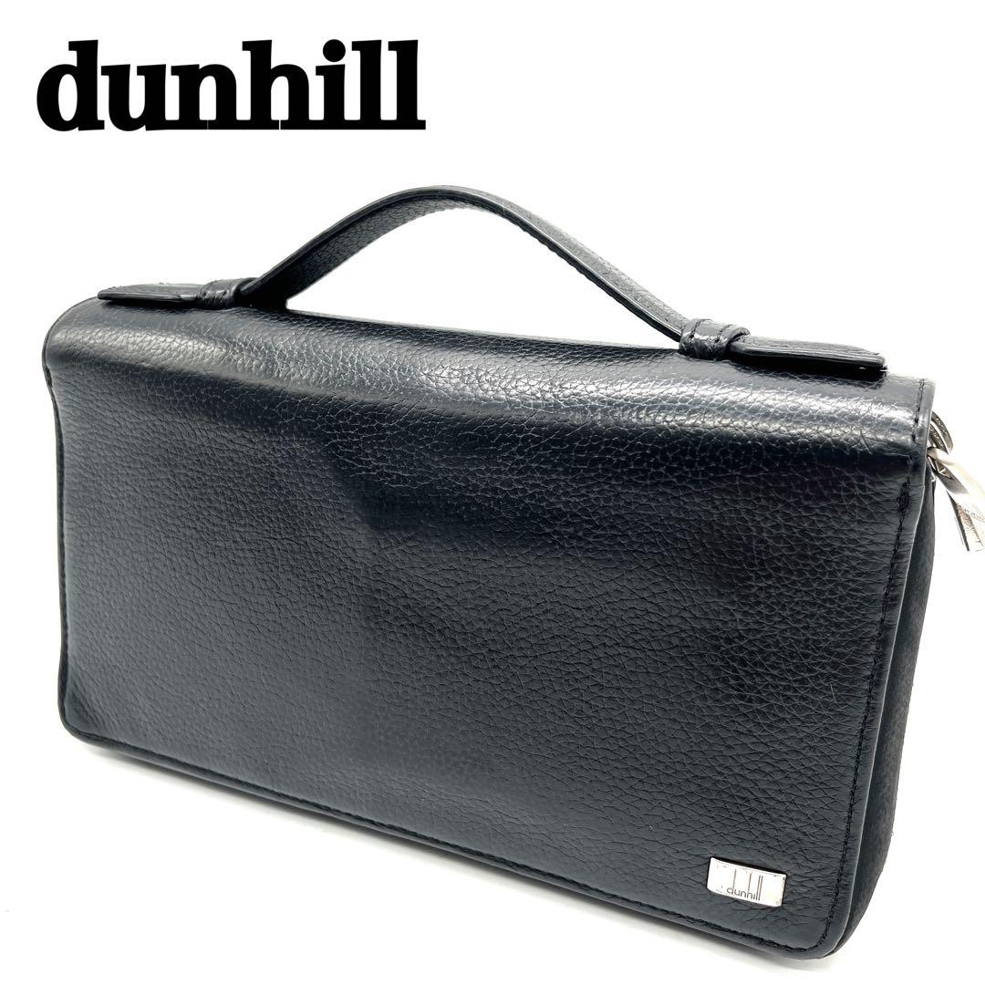 ダンヒル オーガナイザー 長財布 ラウンドファスナー レザー ブラック