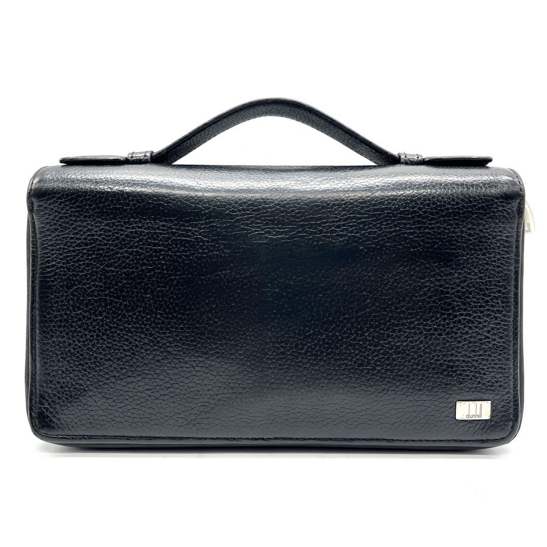 ダンヒル オーガナイザー 長財布 ラウンドファスナー レザー ブラック