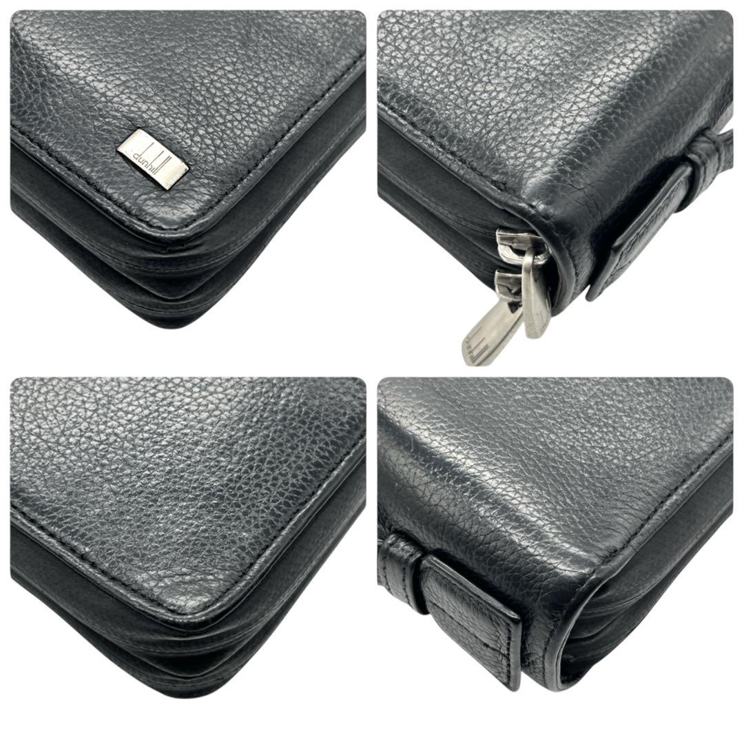 ダンヒル オーガナイザー 長財布 ラウンドファスナー レザー ブラック