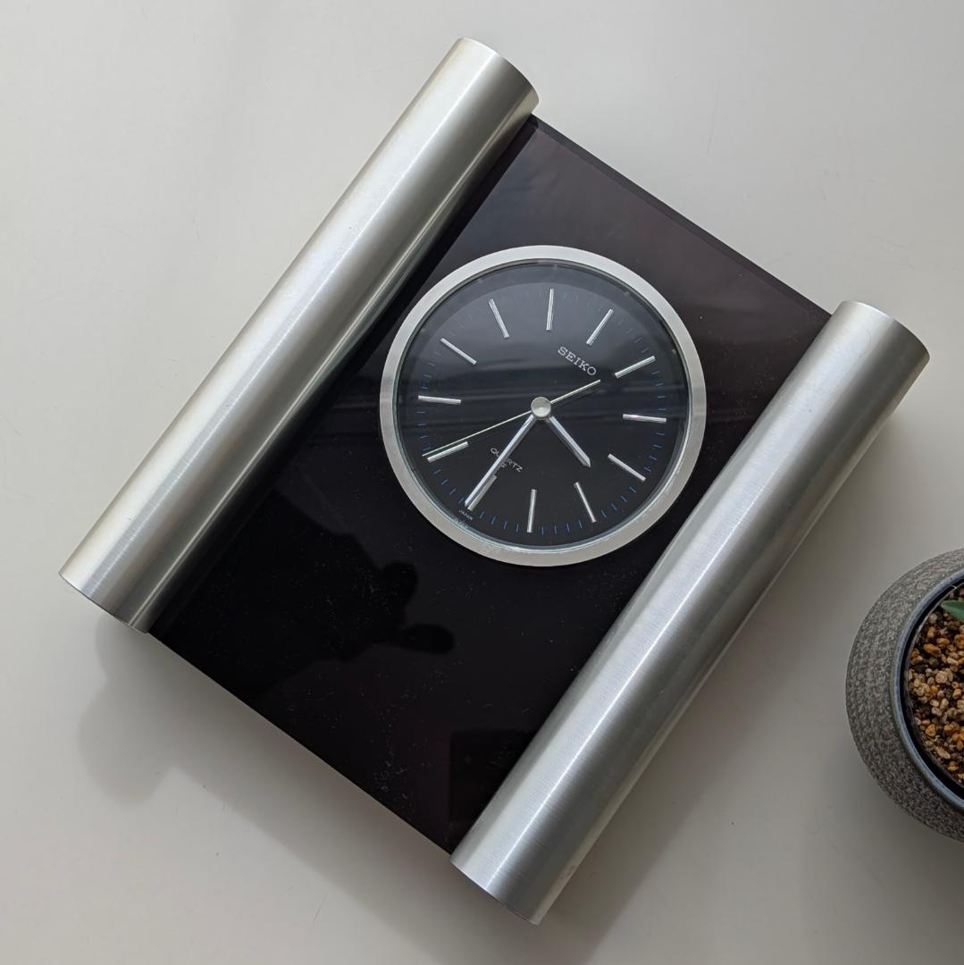 SEIKO 70s ビンテージ ステンレス柱脚 置時計 ミッドセンチュリー 美品