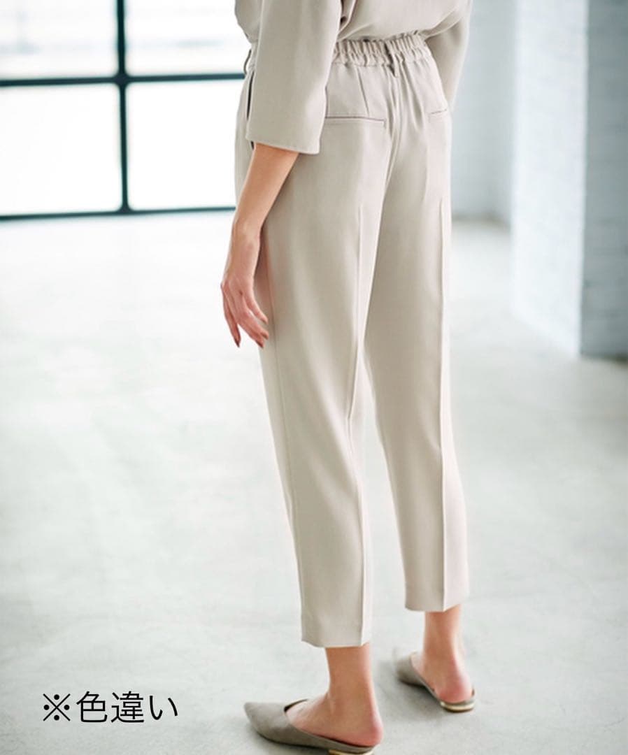 プラステ PLST セットアップ パンツスーツ ノーカラー ウエストゴム 濃紺