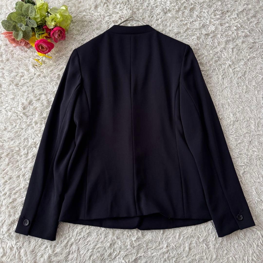 プラステ PLST セットアップ パンツスーツ ノーカラー ウエストゴム 濃紺