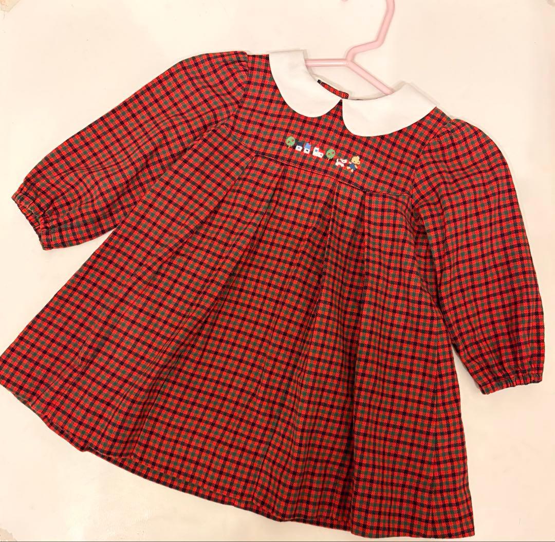 現行品 familia ワンピース　80 ファミリア　美品　赤いチェック