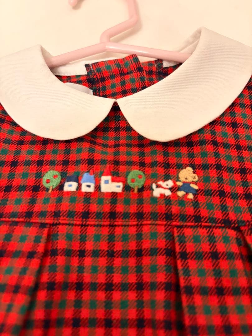 現行品 familia ワンピース　80 ファミリア　美品　赤いチェック