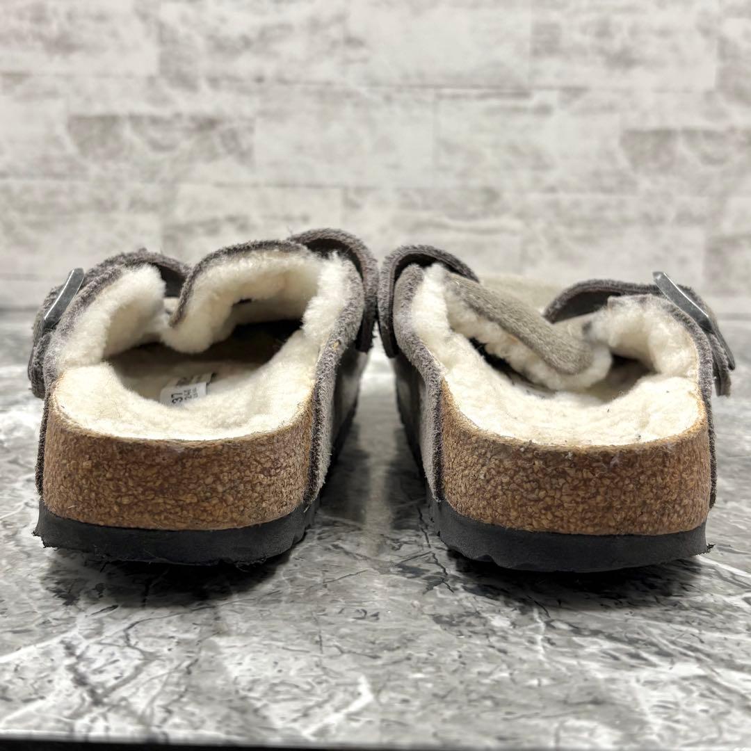 美品 ビルケンシュトック ボストン シアリング 24cm ファー グレー サボ