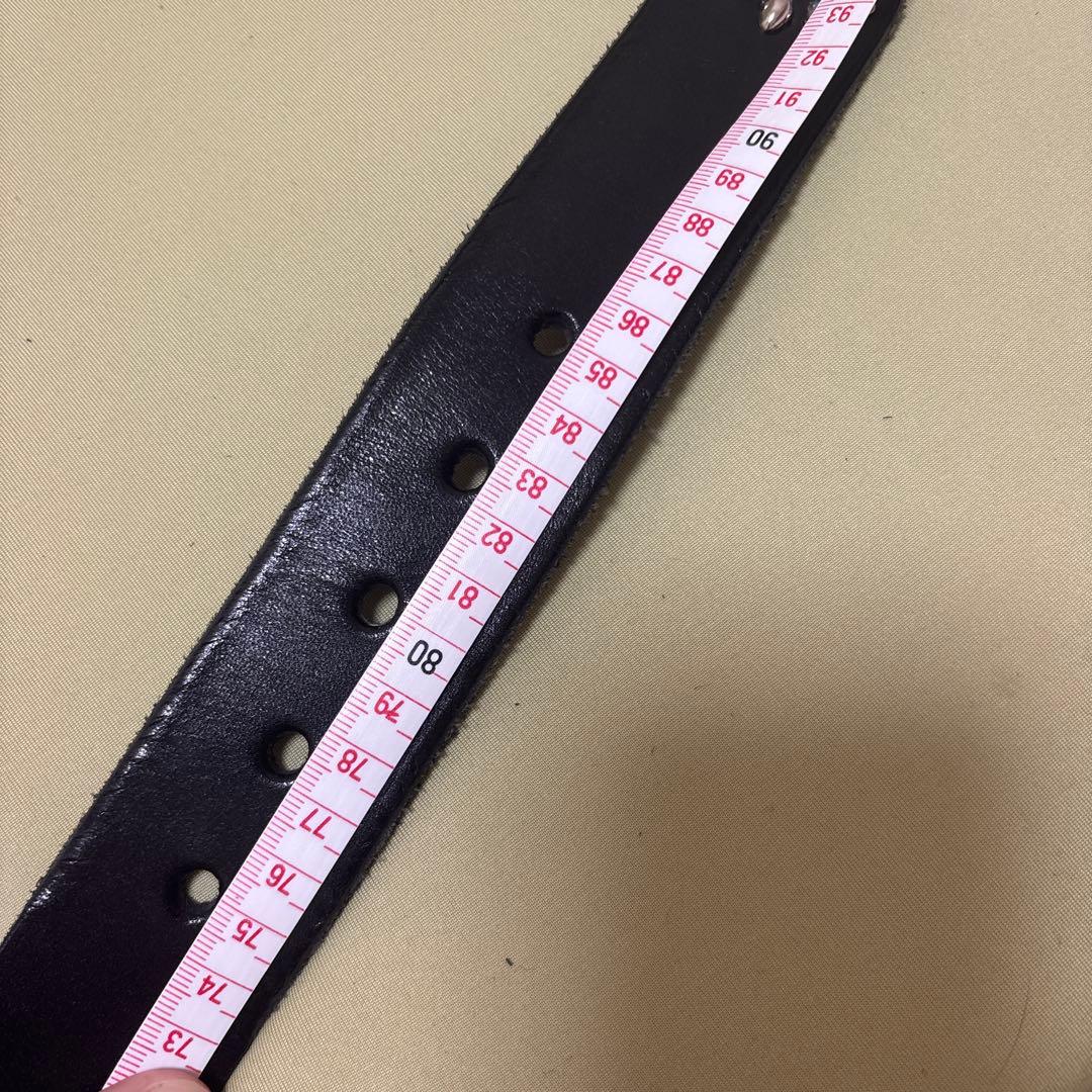 栃木レザーツタ&フラワースタッズベルト　ブラック　ニッケル&ブラス