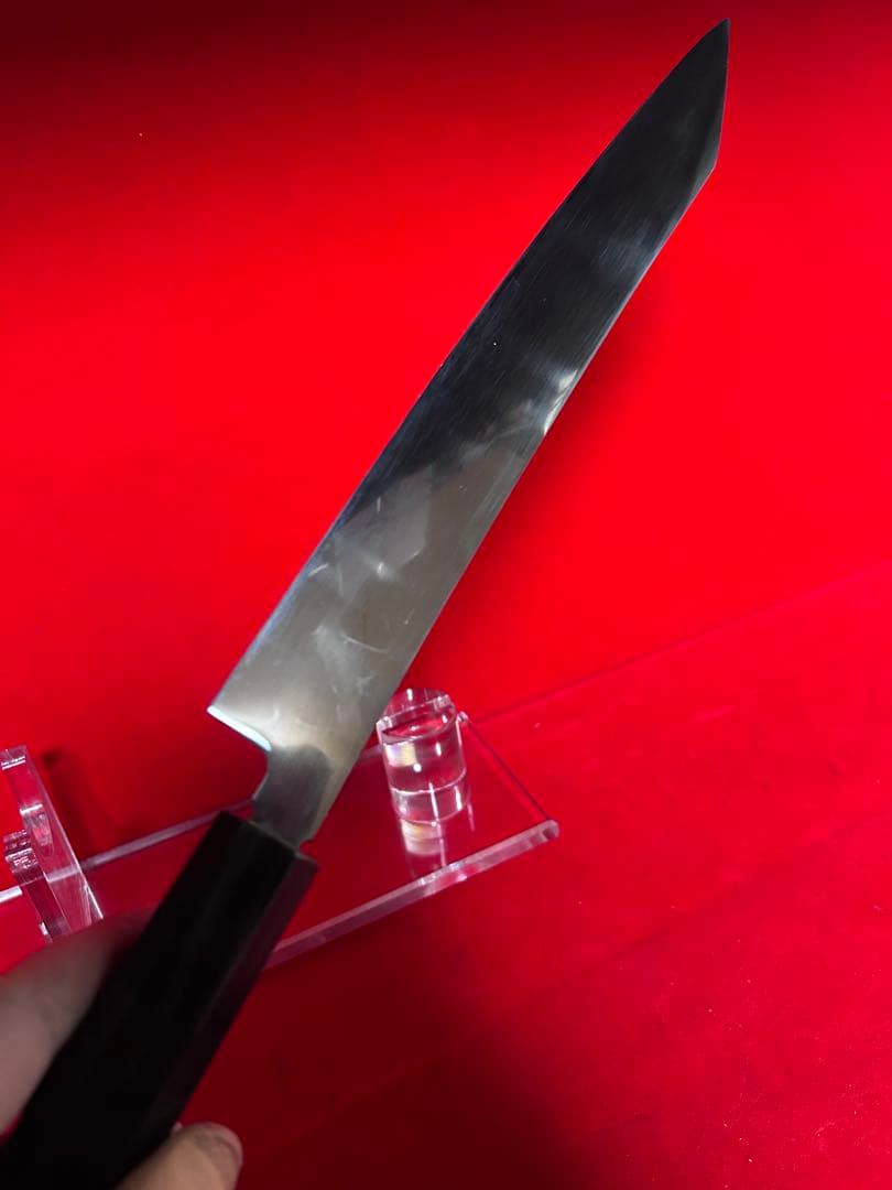 01560 包丁　筋引き　両刃　本焼　スウェーデン鋼　箱付　未使用品