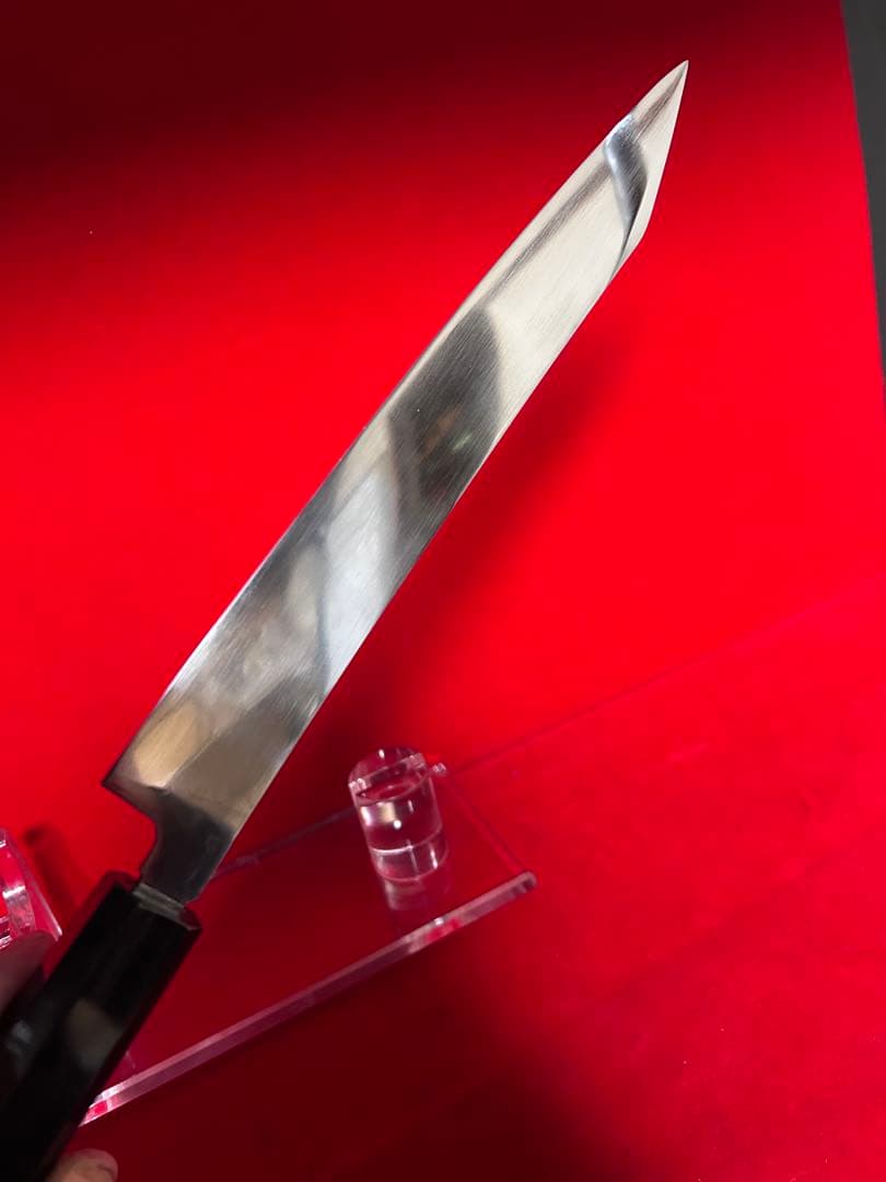 01560 包丁　筋引き　両刃　本焼　スウェーデン鋼　箱付　未使用品