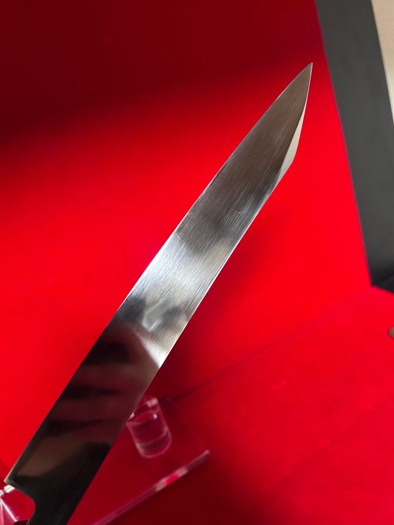 01560 包丁　筋引き　両刃　本焼　スウェーデン鋼　箱付　未使用品