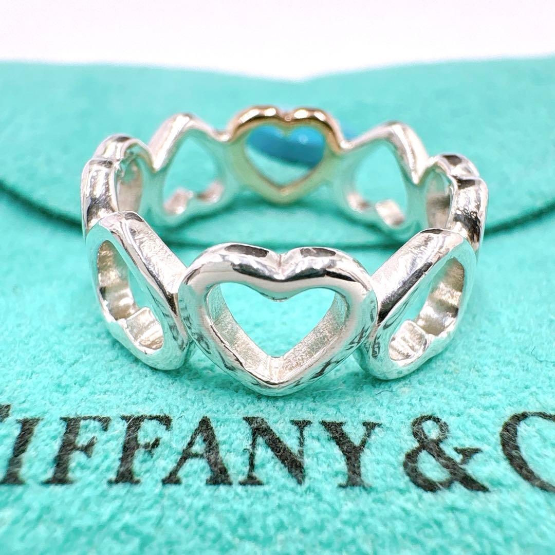 美品 オールドティファニー センチメンタルハート 11.5号 シルバー k18