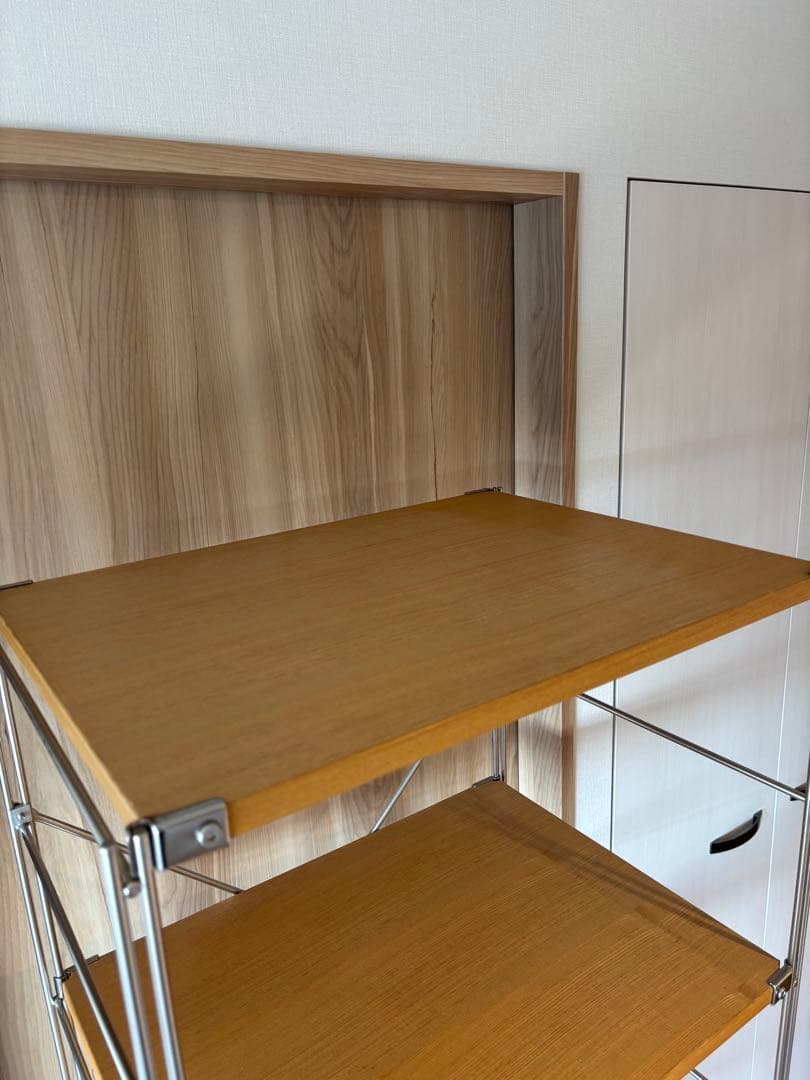 無印 ステンレスユニットシェルフ　タモ材棚セット　大　中古