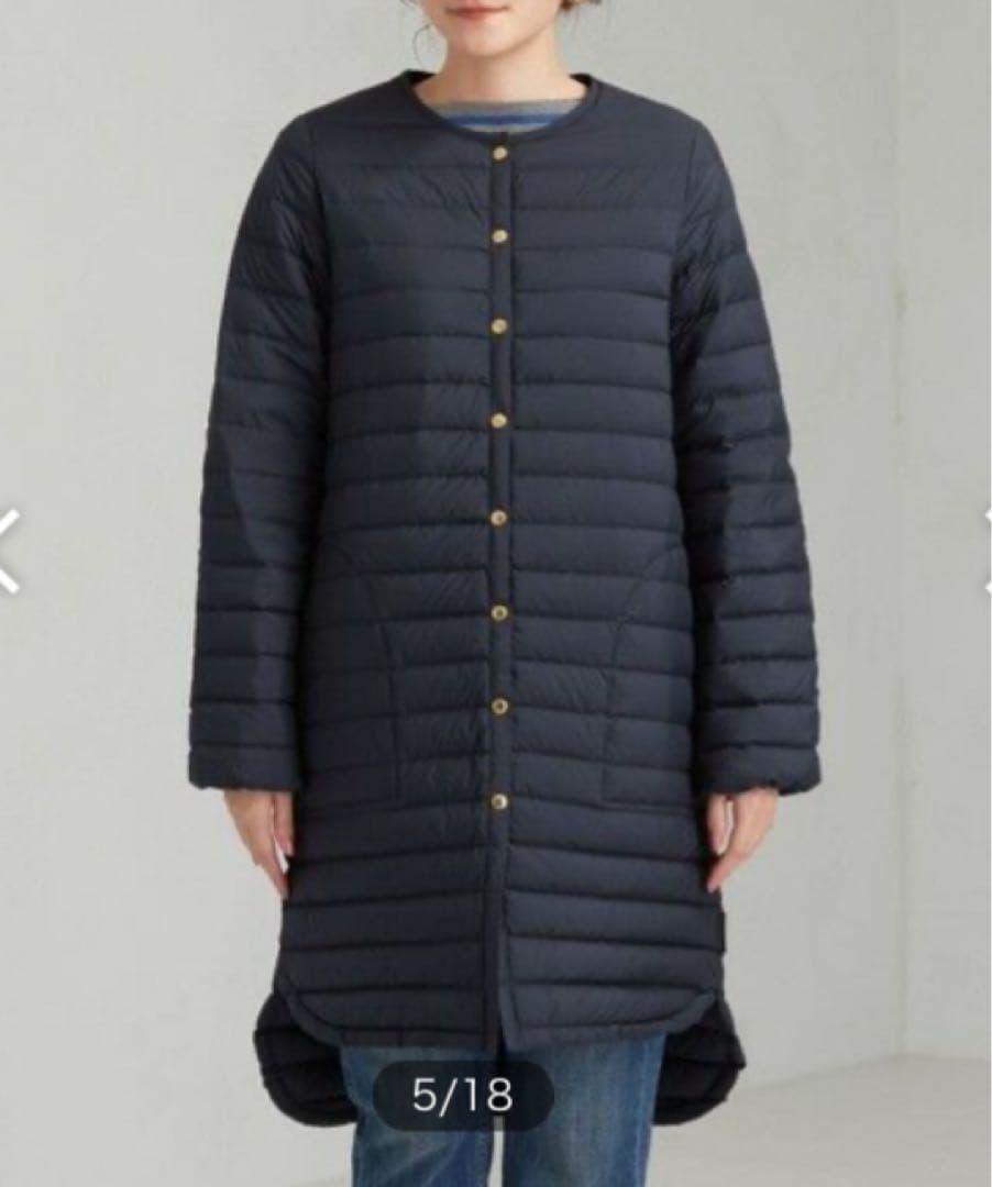 新品　グリーンレーベル　別注　アークリー　キルティング　ロングダウン　ネイビー