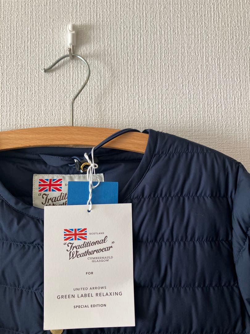 新品　グリーンレーベル　別注　アークリー　キルティング　ロングダウン　ネイビー