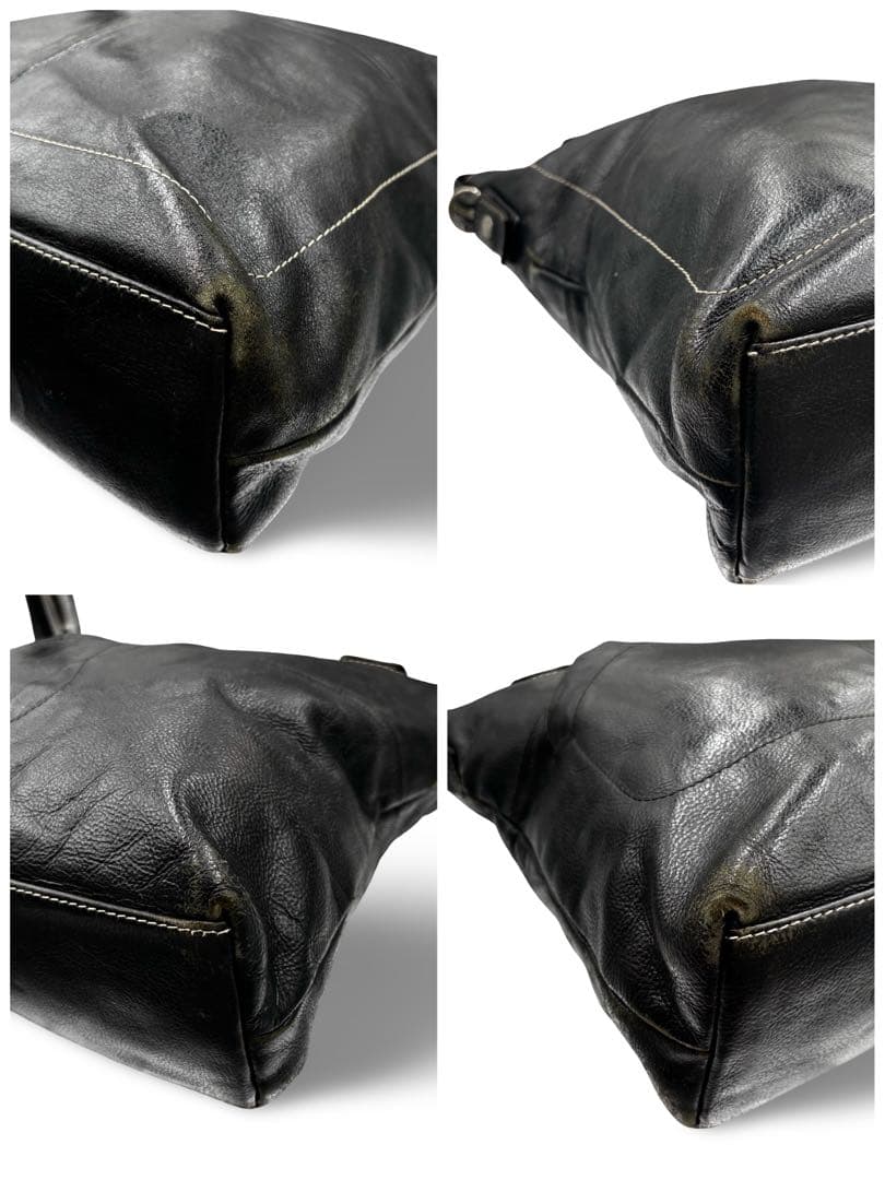 【良品】ピーアイディー　トートバッグ　オールレザー　ブラック　肩掛け　大容量