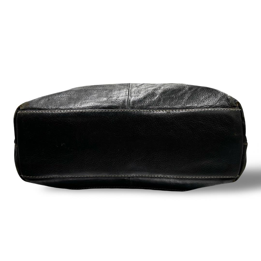 【良品】ピーアイディー　トートバッグ　オールレザー　ブラック　肩掛け　大容量