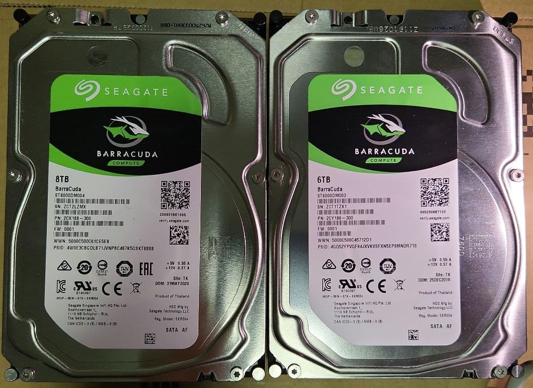 Seagate Barracuda 6TB+8TB 内蔵型HDD、ジャンク
