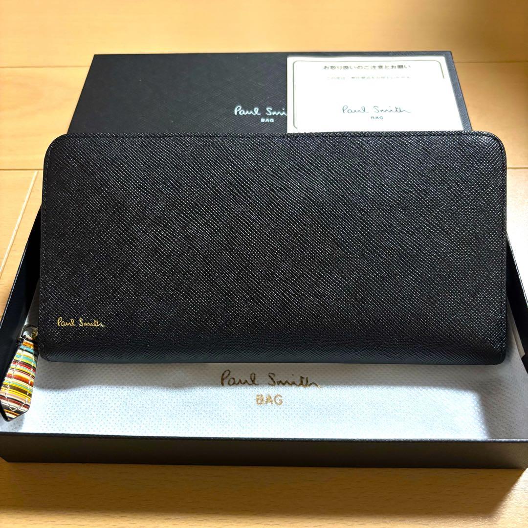 レア　Paul Smith ジップストローグレイン　長財布　ほぼ未使用品　黒