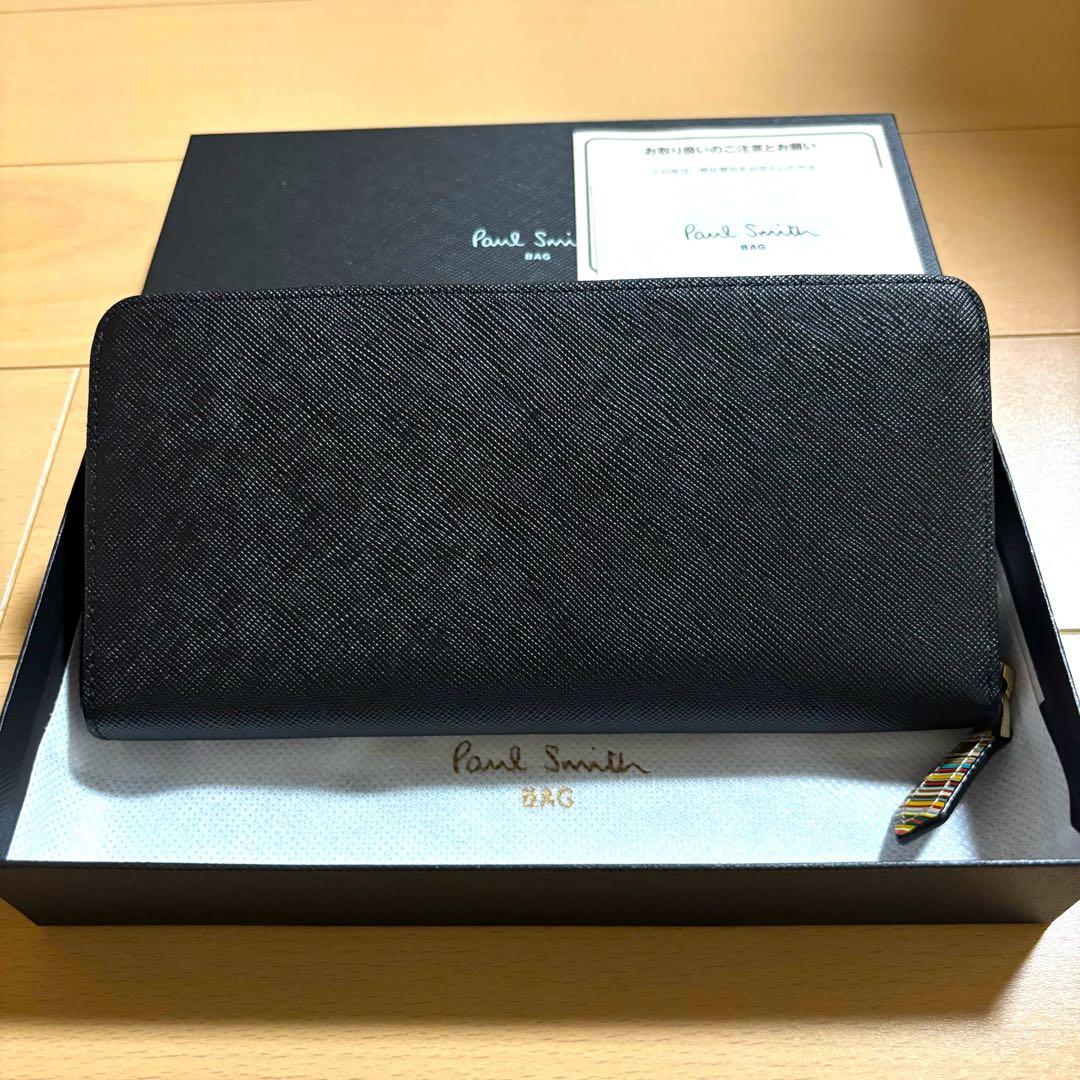 レア　Paul Smith ジップストローグレイン　長財布　ほぼ未使用品　黒