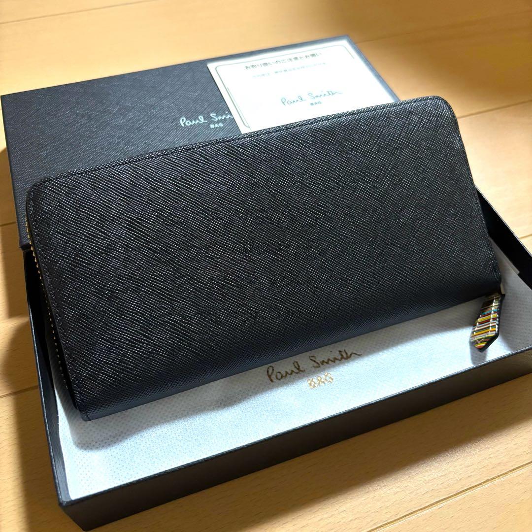 レア　Paul Smith ジップストローグレイン　長財布　ほぼ未使用品　黒