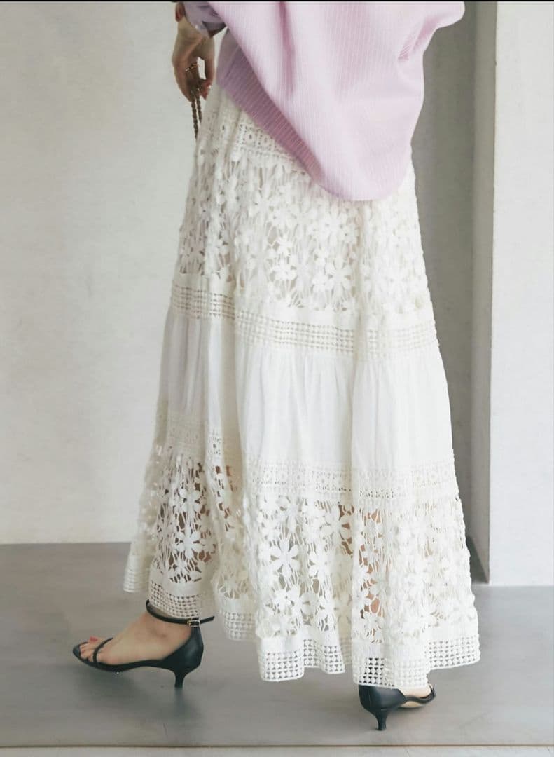 【La boutique BonBon】コットンレースティアードマキシスカート