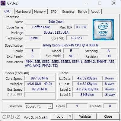 ミニPC Z2 G4 XEON E-2274G/Nvme SSD256GB HDD2TB
