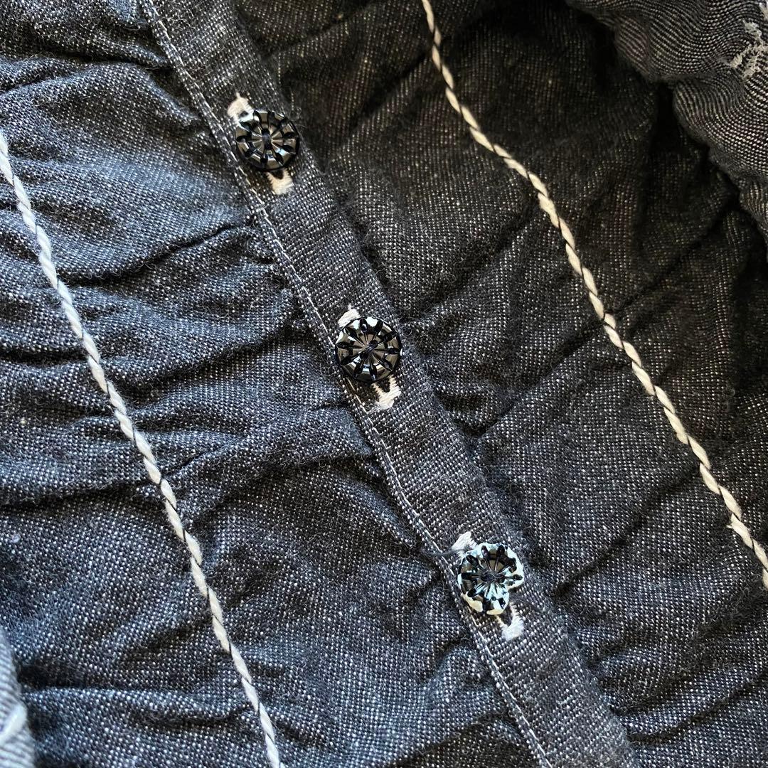 PINK HOUSE デニムトップス 重ね着風 フリル刺繍 リボン