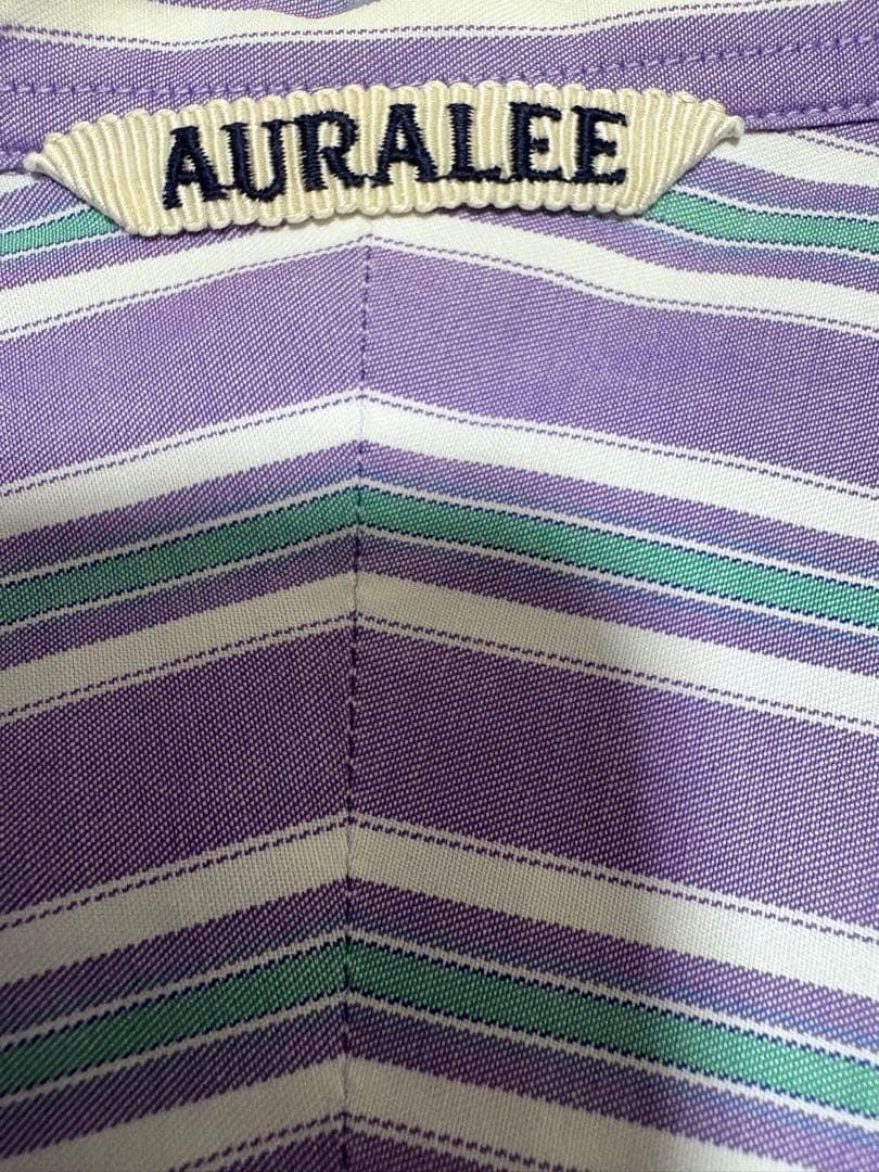 AURALEE オーラリー　ストライプシャツ　4 パープル　コットン