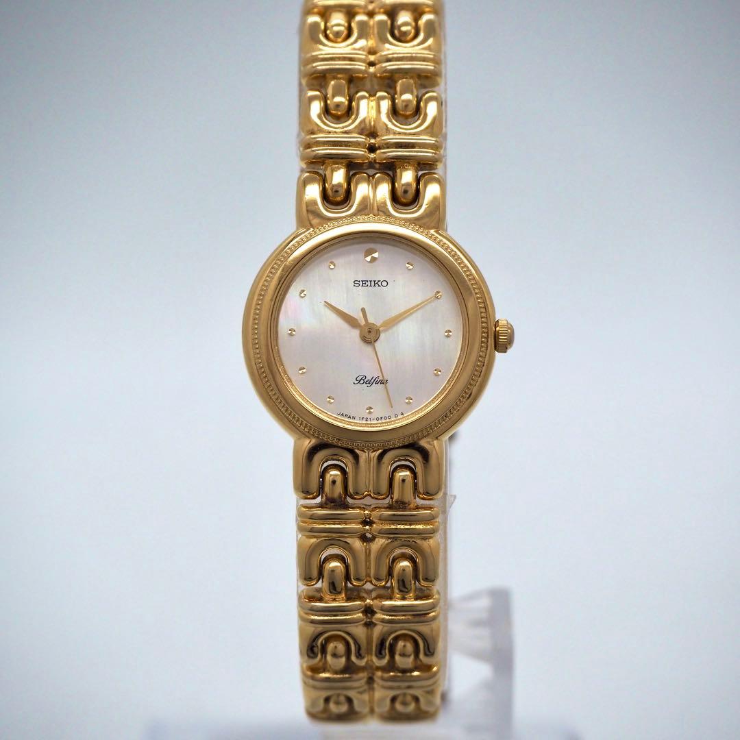 573 稼働【美品】SEIKO レディース 時計 ゴールド　ベルフィーナ　丸型