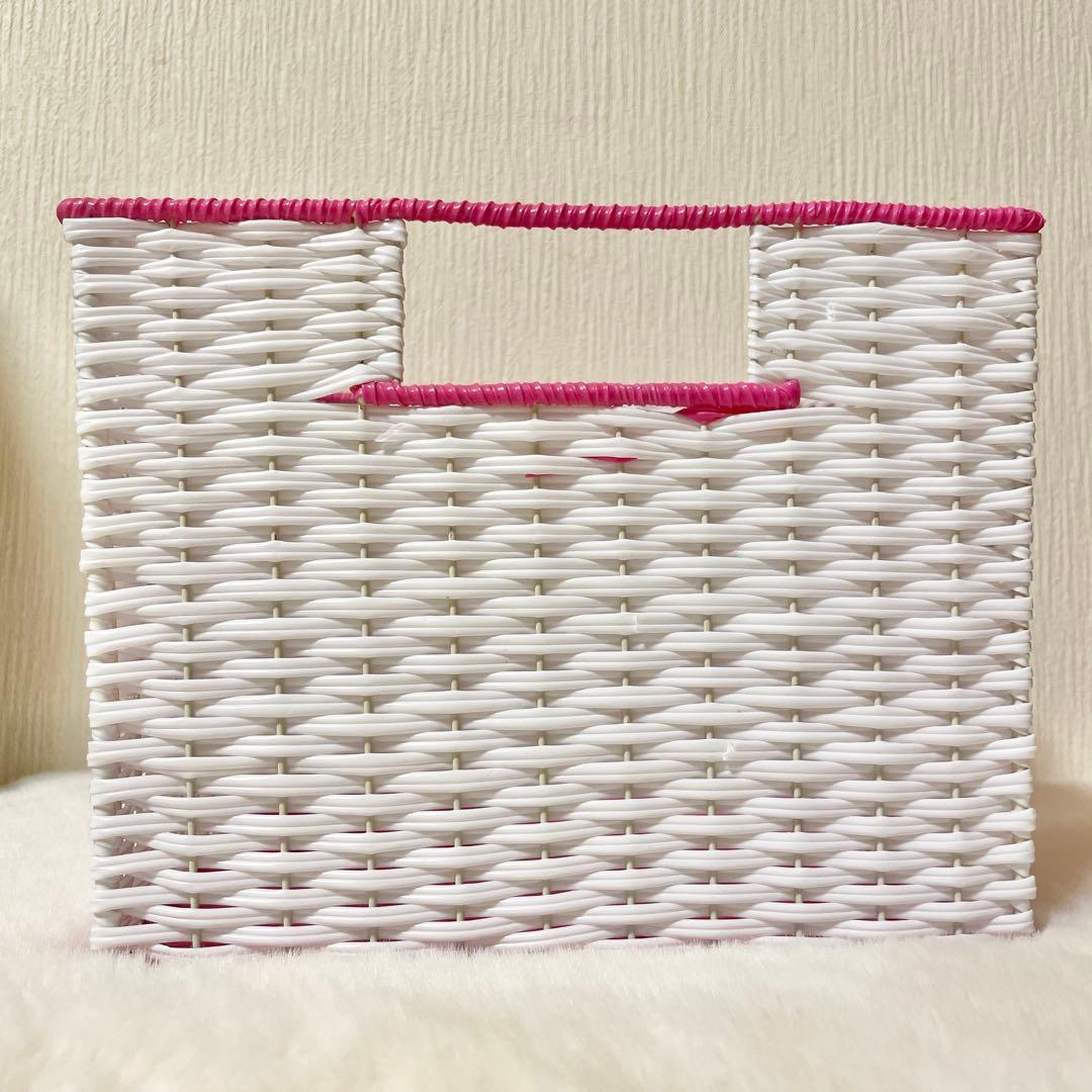 ハローキティ　カオハナキティ　平成レトロ　籐風　編みカゴ　収納バスケット