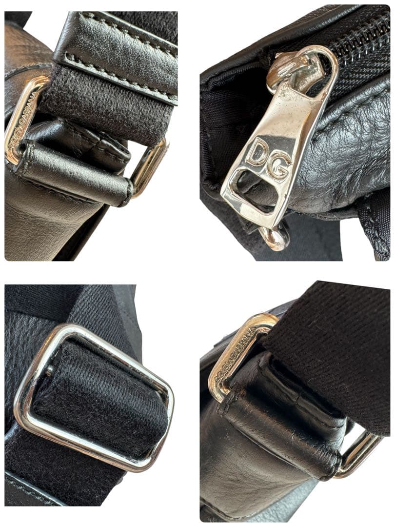 【美品】DOLCE&GABBANA　ショルダーバッグ　メッセンジャー　レザー　黒