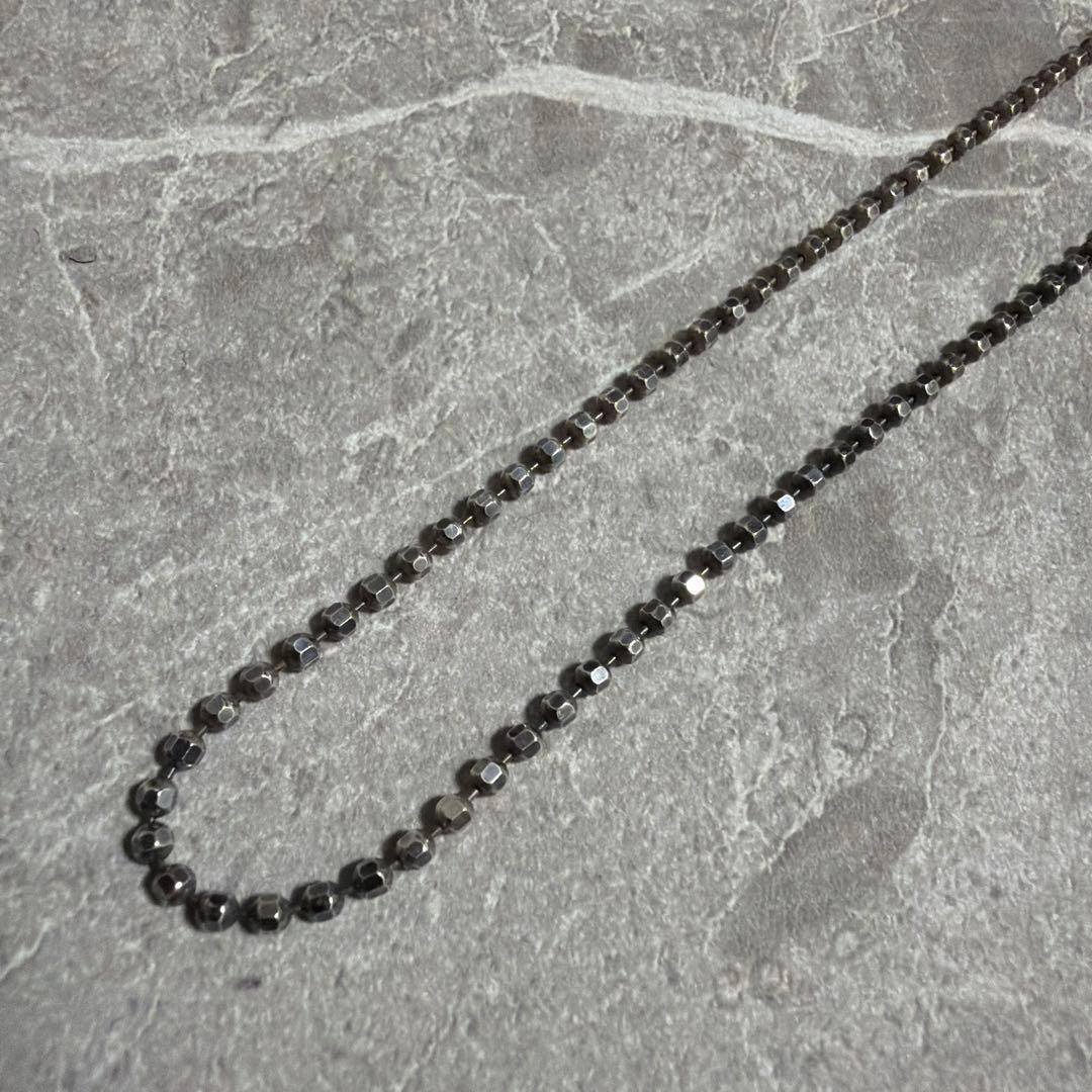 【ITALY製】ヴィンテージ シルバー925 カットボールチェーン ネックレス