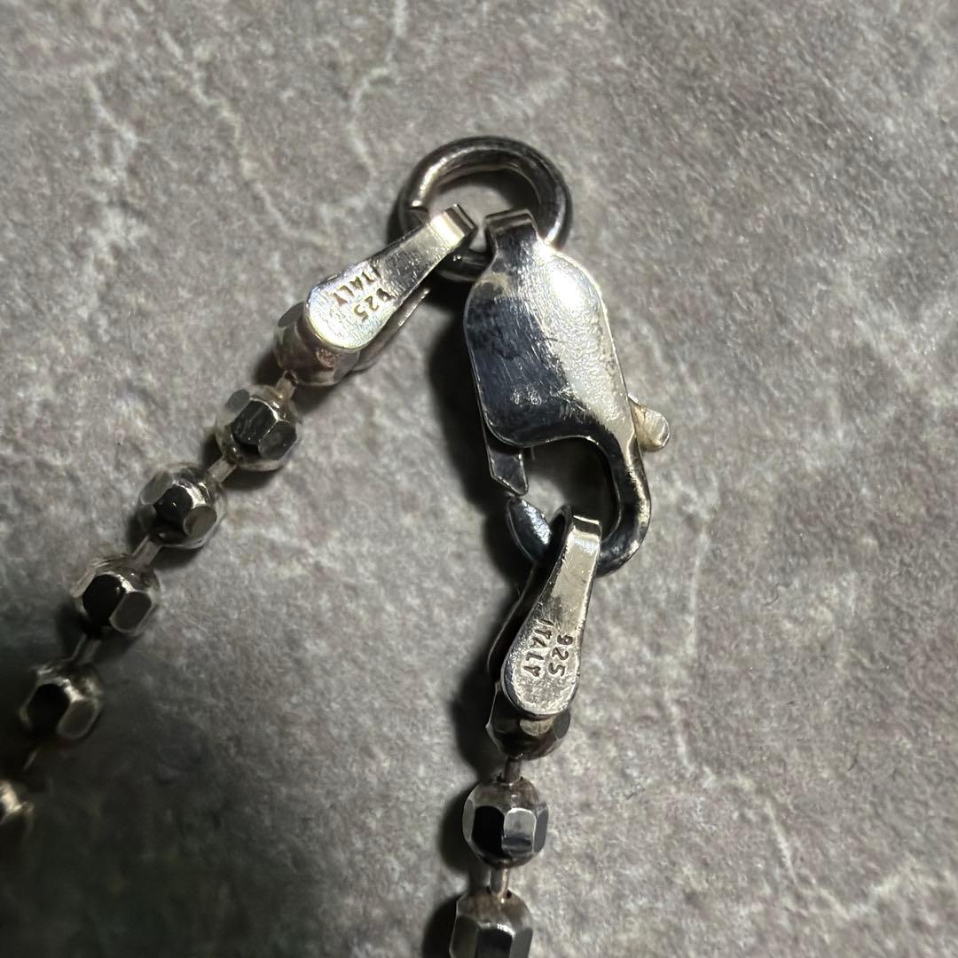 【ITALY製】ヴィンテージ シルバー925 カットボールチェーン ネックレス