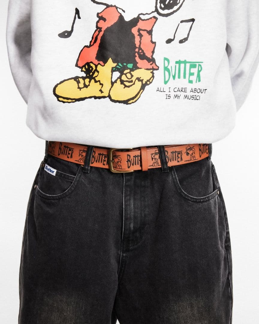 小物 BUTTER GOODS x Peanuts Spike Belt Brown