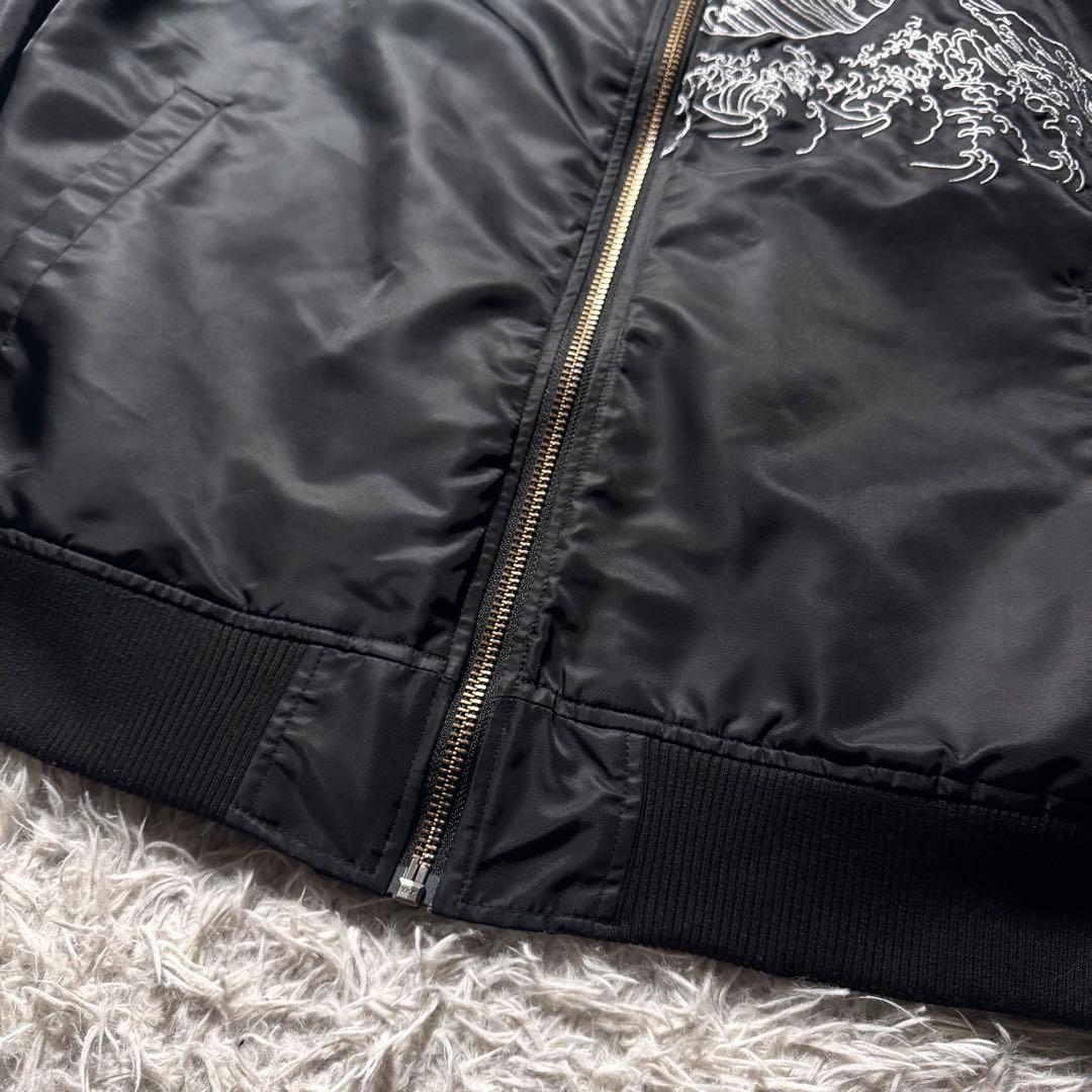 極美品✨絡繰魂 粋　スカジャン　和柄　新不死鳥降臨　豪華刺繍　ブラック　XL