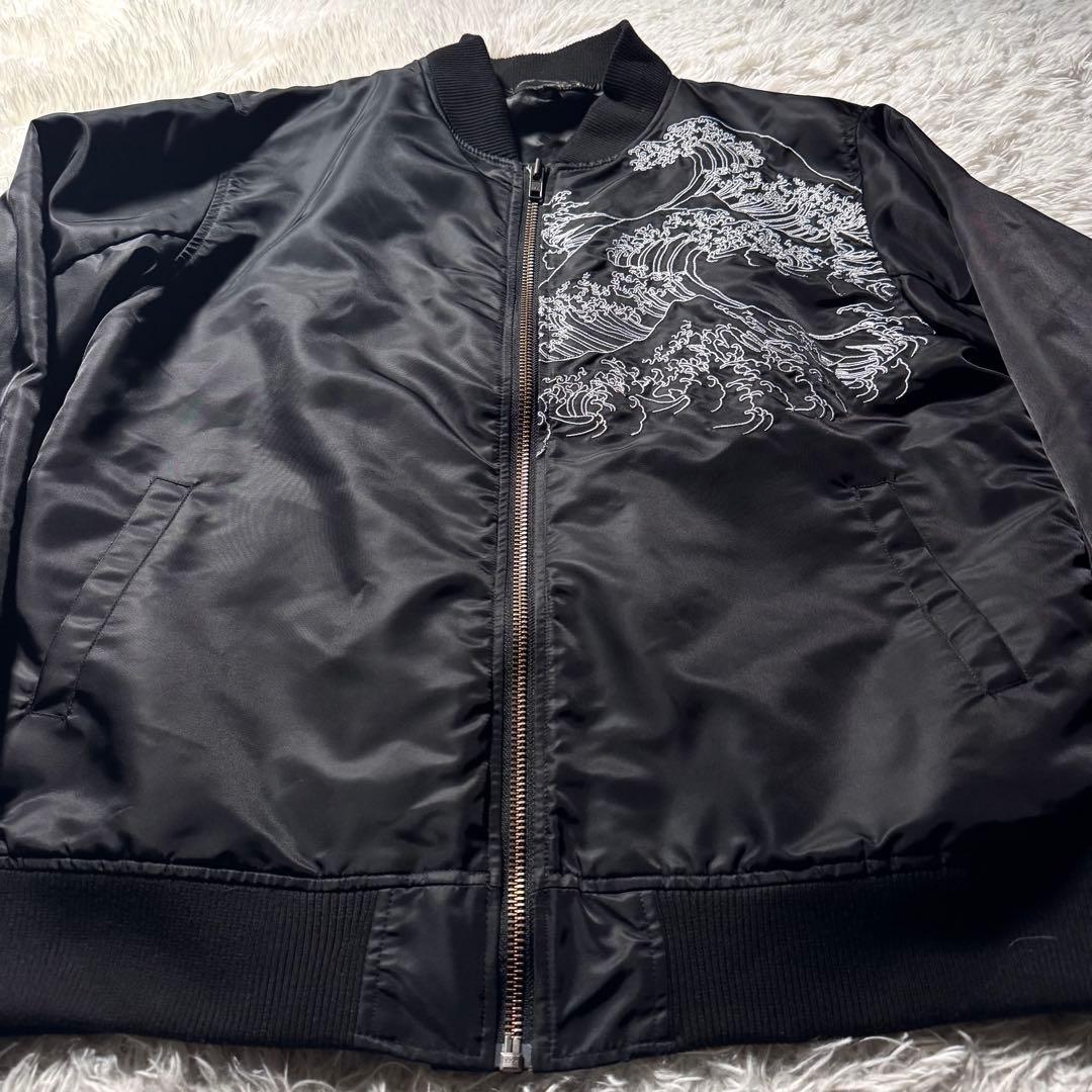 極美品✨絡繰魂 粋　スカジャン　和柄　新不死鳥降臨　豪華刺繍　ブラック　XL