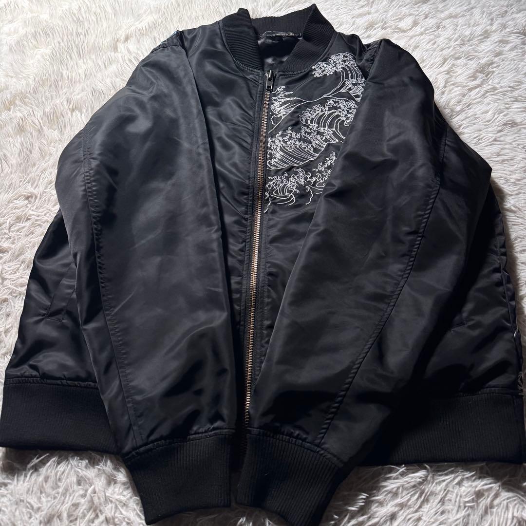 極美品✨絡繰魂 粋　スカジャン　和柄　新不死鳥降臨　豪華刺繍　ブラック　XL