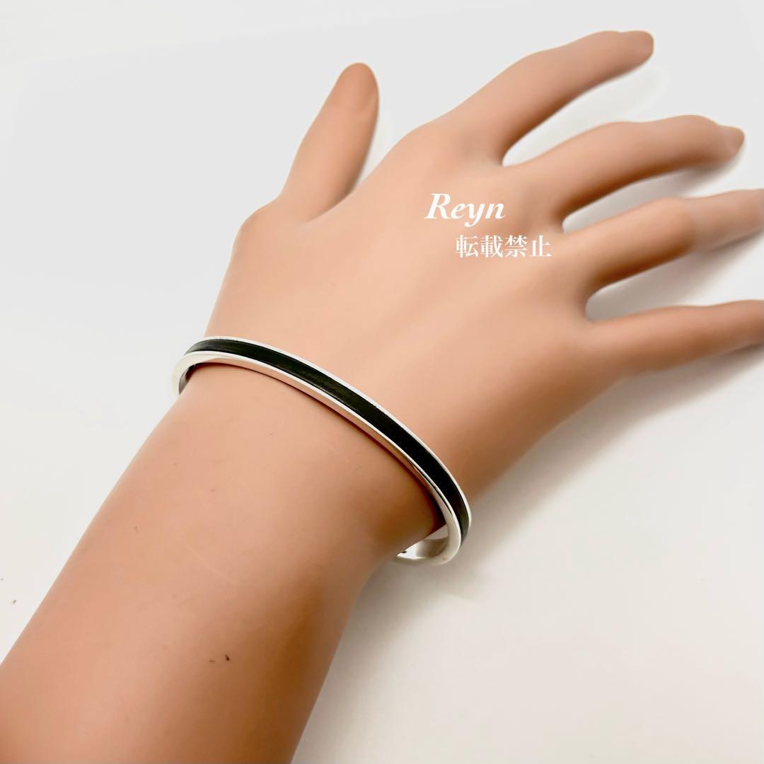 [新品仕上済] GUCCI シルバー 925 レザー バングル ブレスレット