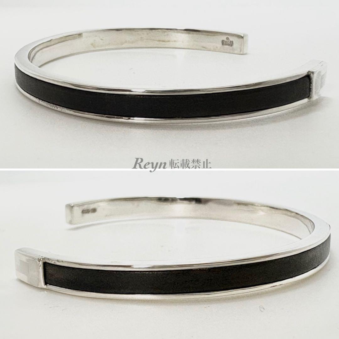 [新品仕上済] GUCCI シルバー 925 レザー バングル ブレスレット