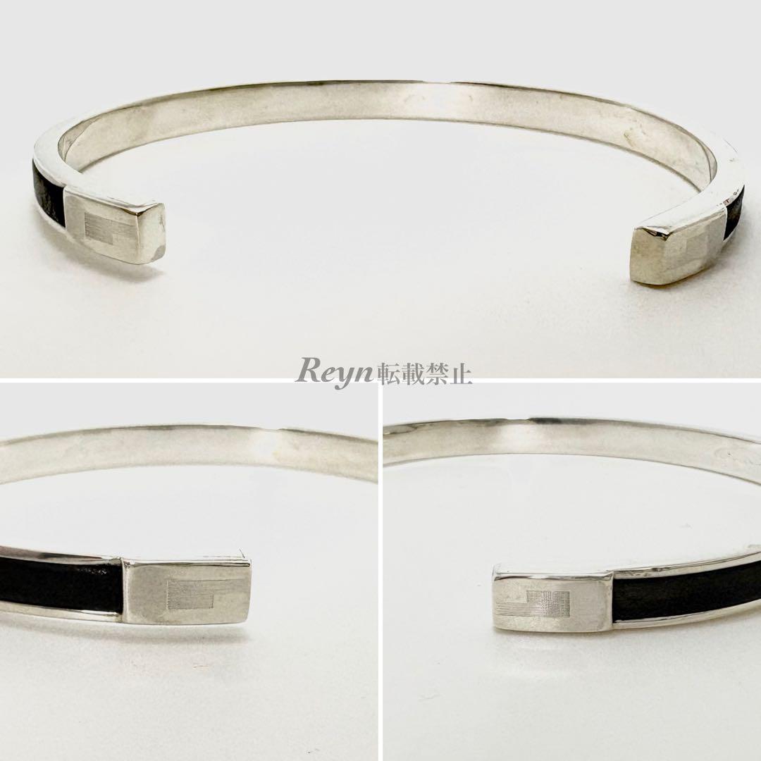 [新品仕上済] GUCCI シルバー 925 レザー バングル ブレスレット