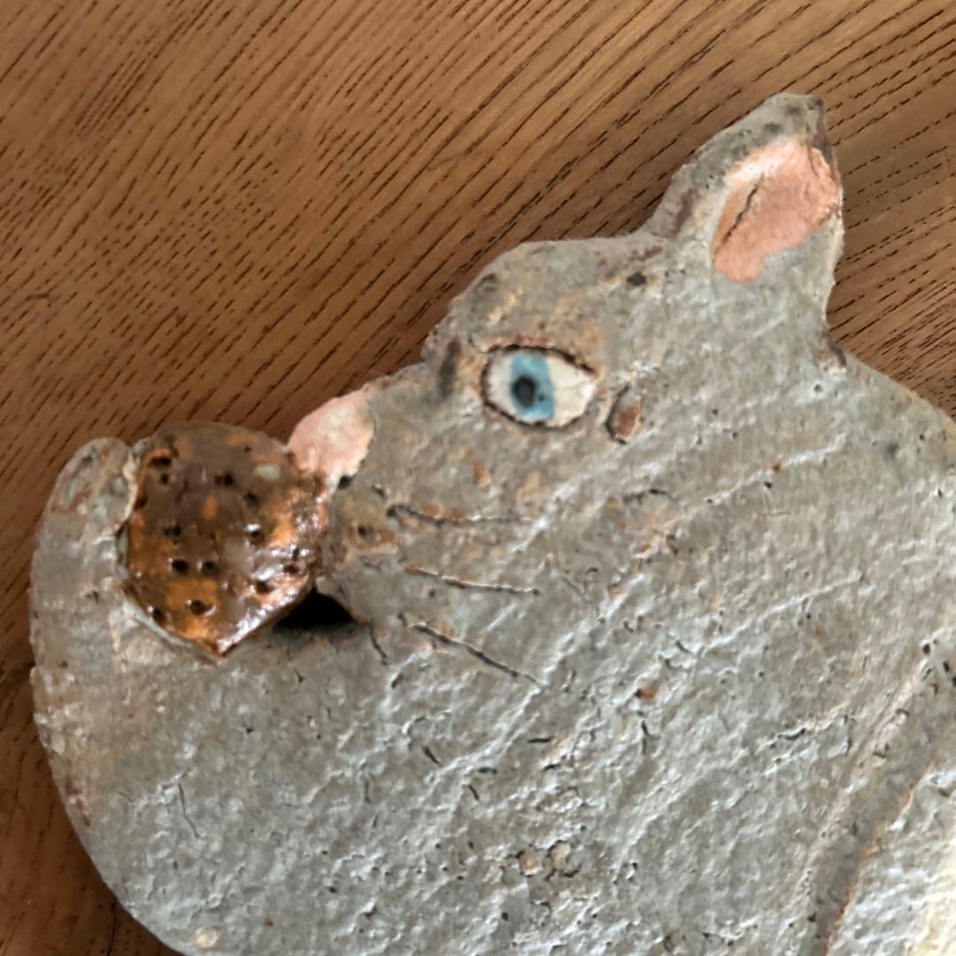 前川幸市　リス　陶板　レア