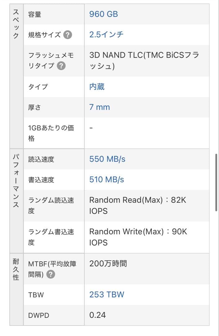 外付けハードディスク・ドライブ CFD 960GB SSD CSSD-S6B960CG3VX