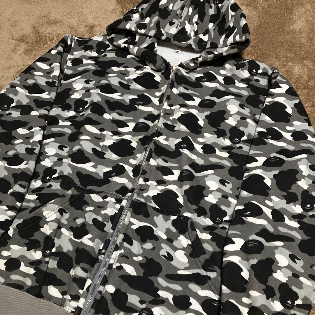 アベイジングエイプ ジップパーカー 初期 カモフラ 迷彩 グレー 総柄 XL