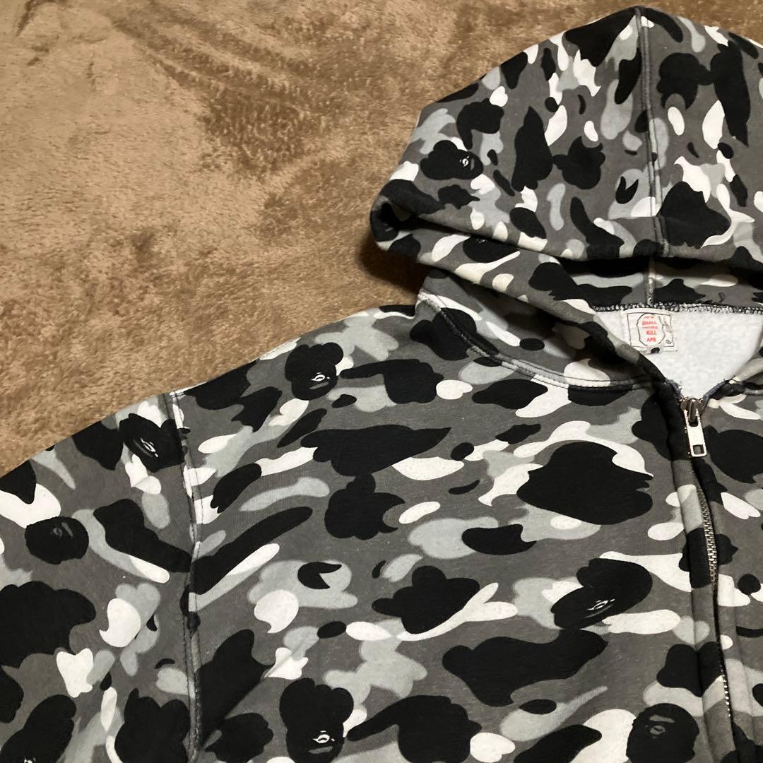 アベイジングエイプ ジップパーカー 初期 カモフラ 迷彩 グレー 総柄 XL