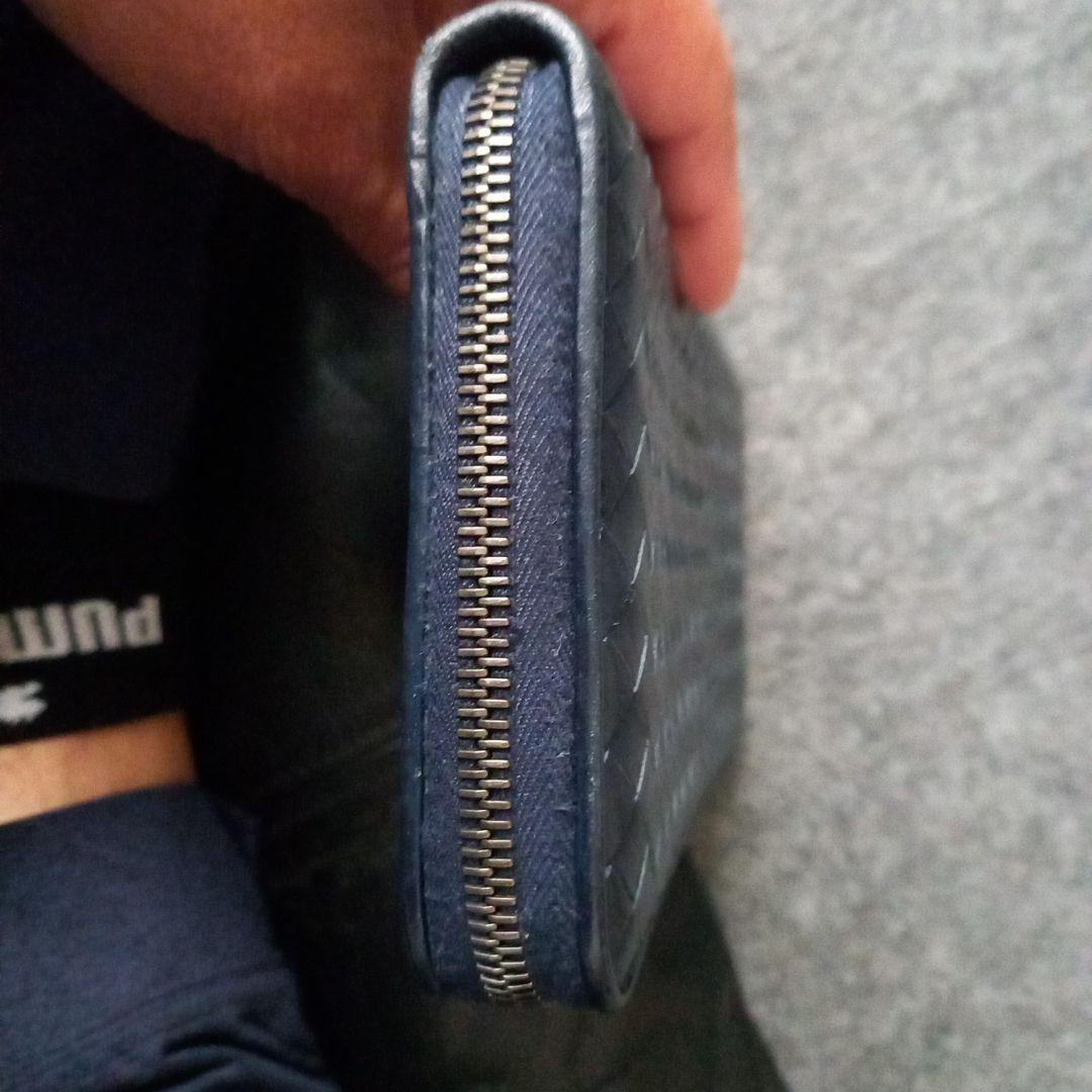 ネイビー レザー 長財布ボッテガ