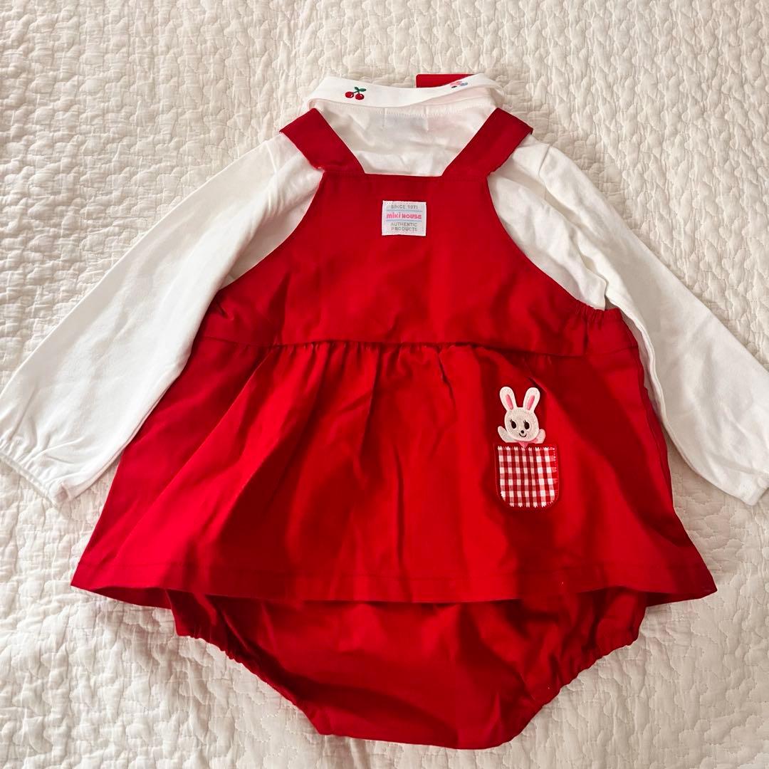 新品タグ付き　ミキハウス　スカート付きロンパース　長袖セット　80cm