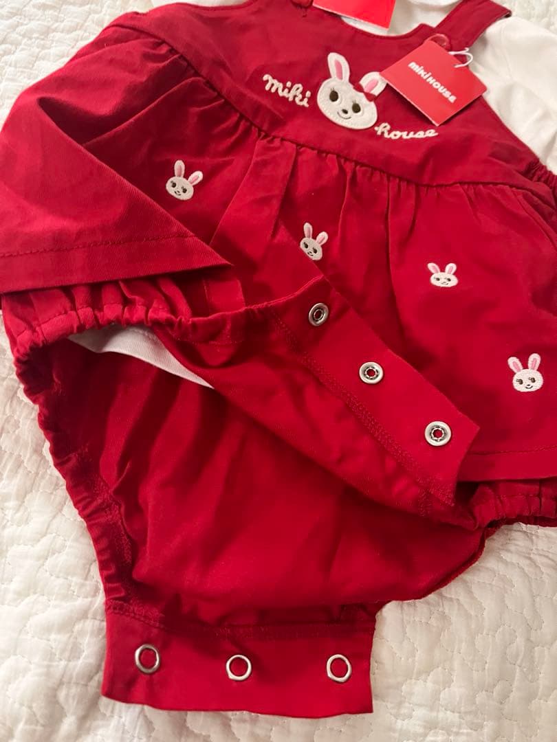 新品タグ付き　ミキハウス　スカート付きロンパース　長袖セット　80cm