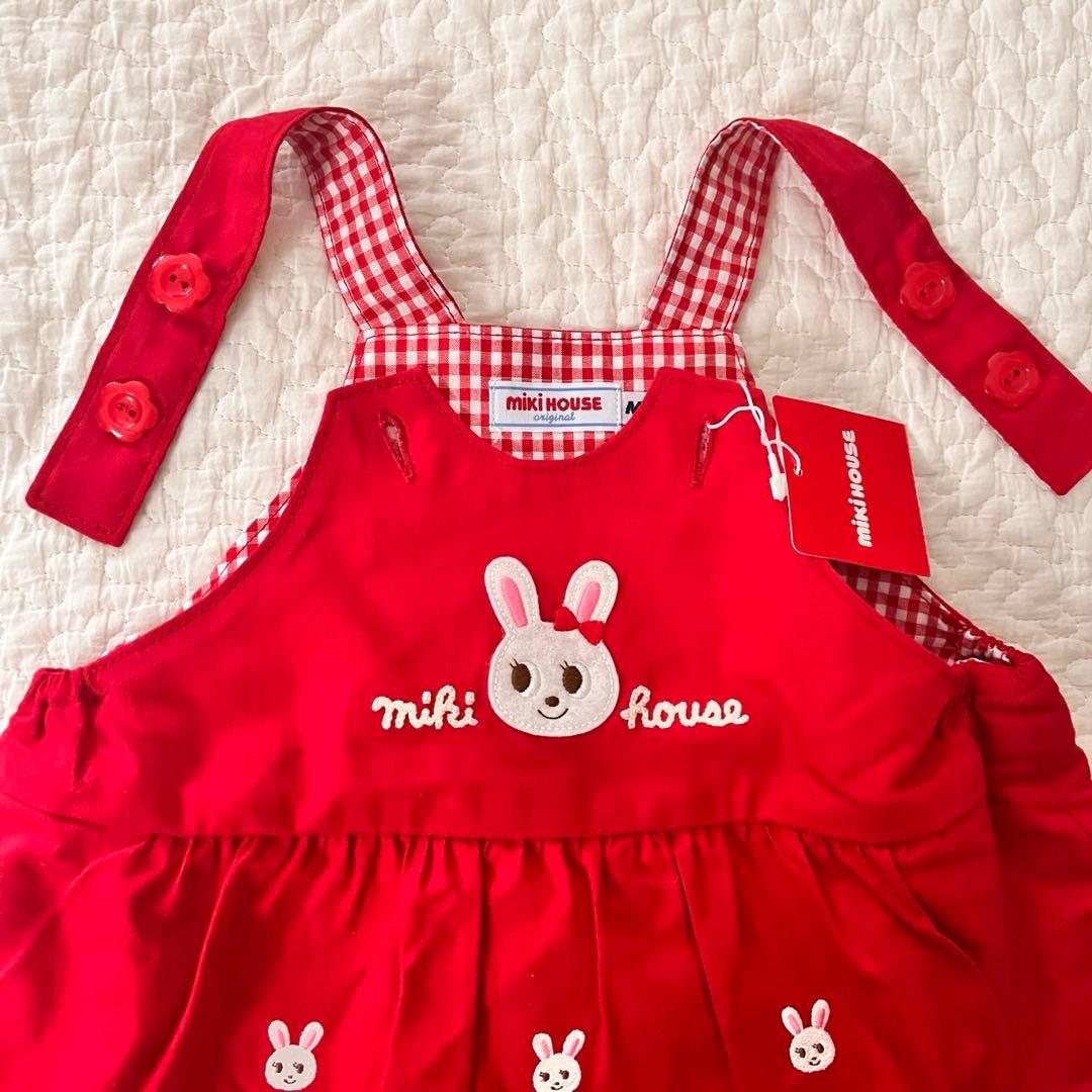 新品タグ付き　ミキハウス　スカート付きロンパース　長袖セット　80cm