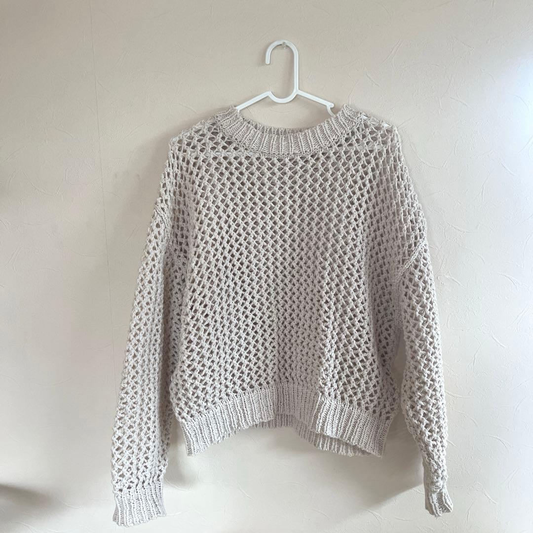 【北欧暮らしの道具店】LIYOCA / メッシュ編みニット（グレージュ）